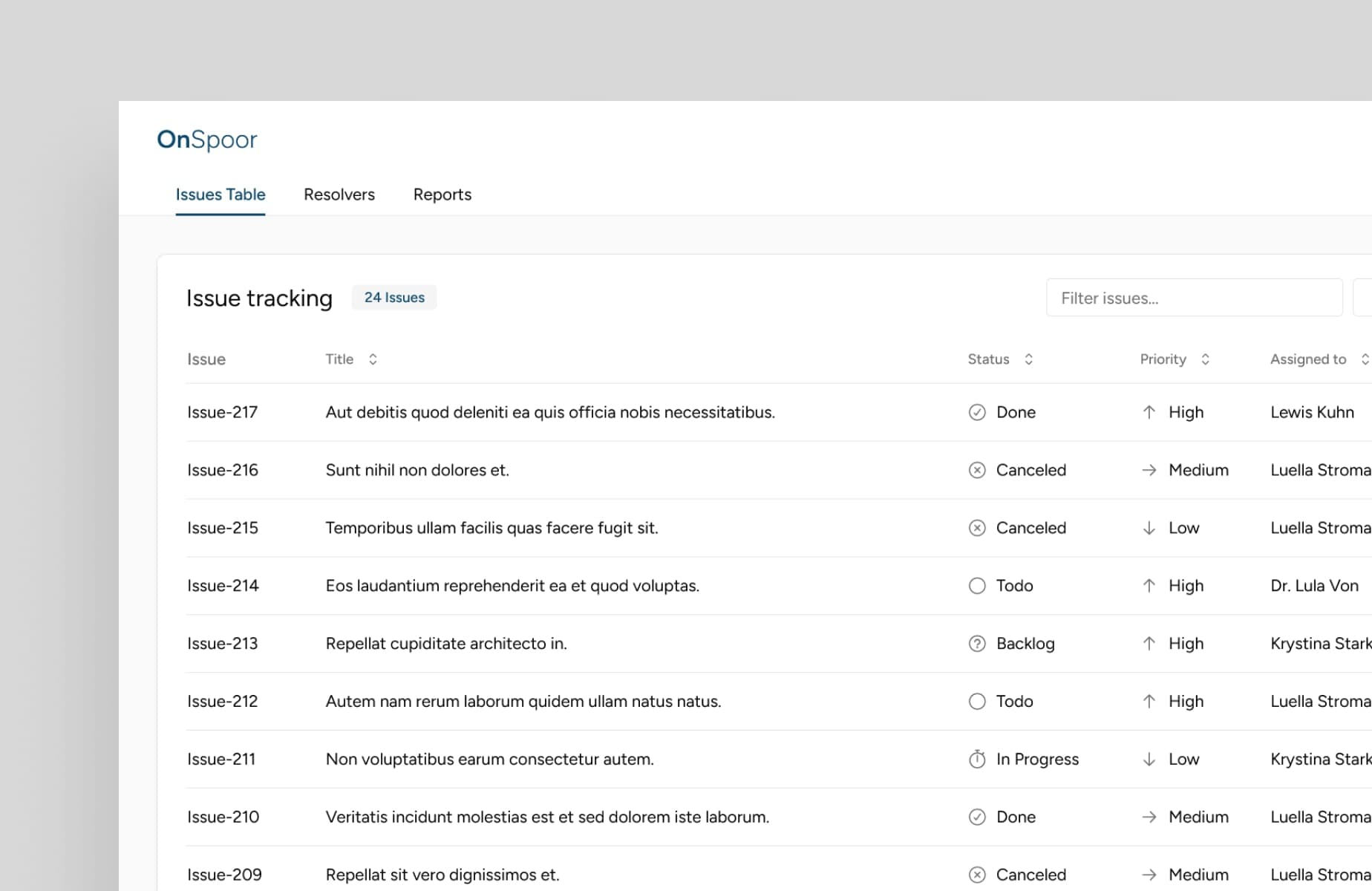 Screenshot of Issue Tracking System - An issue tracking system that allows teams to report, track, and manage issues efficiently.